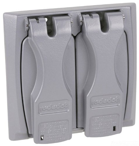 Red Dot 2CCU Outlet Box Flip-Lid Cover, Weatherproof, 2 Gang, Silver by Thomas & Betts
