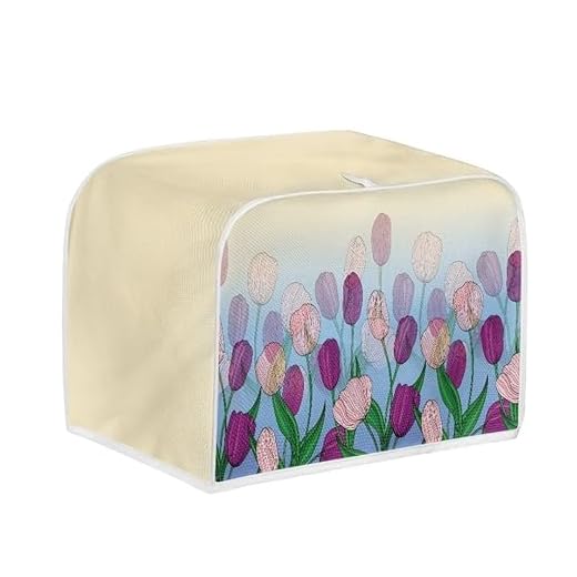 Jeiento Funda para tostadora floral de tulipán rosa para 2 rebanadas, resistente a las manchas, cubierta de pan pequeño, cubierta para horno tostador de microondas, el mejor regalo para madre