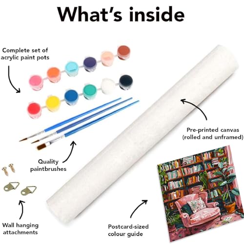 Image of Clendo Pink Room Paint by Number for Adults Beginners, Study Room Adults Paint by Numbers Kits on Canvas, DIY Oil Painting Acrylic Paints for Home Wall Art Decor(16x20inch)