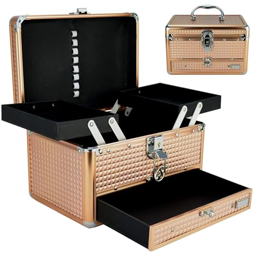 Maleta Para Maquiagem e Joias Frasqueira Luxo Cobre CBRN11094