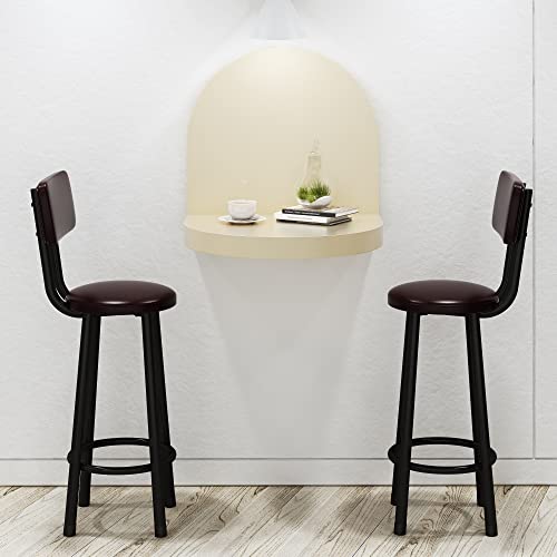 Awqm Bar Stools Set Of 2, Upholstered Breakfast Stools, 24" Barstools With Back And Footrest Island Dining Chairs, Counter Bar Pvc Leather Mid Century Seat For Home Bar Indoor Kitchen #TOP6