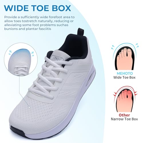 Image of MEHOTO Womens Wide Toe Box Shoes Walking Sneakers with Arch Support Fashion Tennis Shoes for Swelling Bunion Plantar Fasciitis