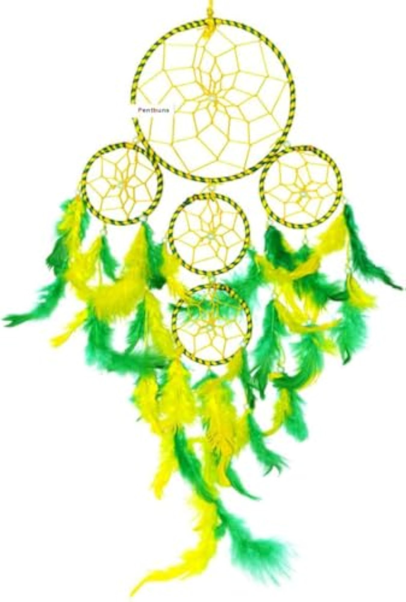 Feather Dream Catcher (21 Inch, Green, Yellow)