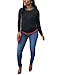 Akmipoem Women's Ribbon Stripe Patchwork Long Sleeve Pullover Tops Sweatshirt Black XL