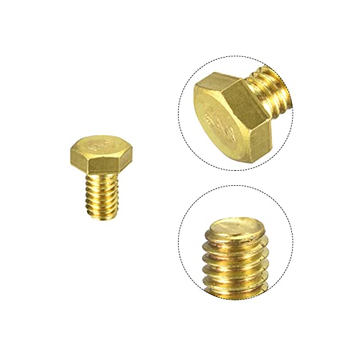 Image of uxcell Brass Hex Bolts, 5 /16-18x1 /2 5pcs Fully Thread Grade 4.8 Solid Brass Hexagon Head Bolt Machine Screws for Machinery