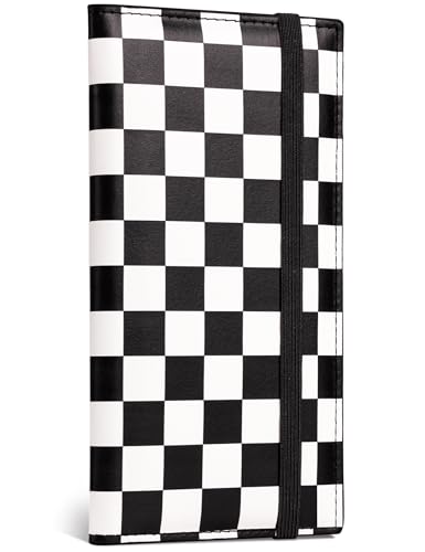 Image of Zreal Checkbook Cover for Men & Women Snakeskin Pattern, Black White Checkered, 7 x 3.7 x 0.2 inches, Minimalist