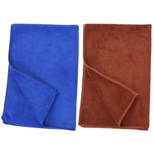 Vroxdrez® Panni In Bambù E Cotone, 2 Pezzi, Panni Per La Pulizia Senza Pelucchi – Assorbenti E Delicati, Perfetti Per Superfici Delicate In Cucina E Bagno, Resistenti Ed Ecologici (Blu e Marrone)