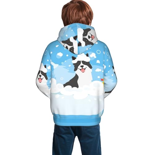 Collie in Bathtub Kid Hoodies Boys Sweatshirts Girls Pullover with Pocket4