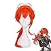 REAPP Perruque Genshin Impact Diluc Cosplay Perruques Orange Red Long Long Cosplay Perruque Pontail Perruques Résistant à la Chaleur Synthétique Cheveux Synthétiques Halloween Carniva