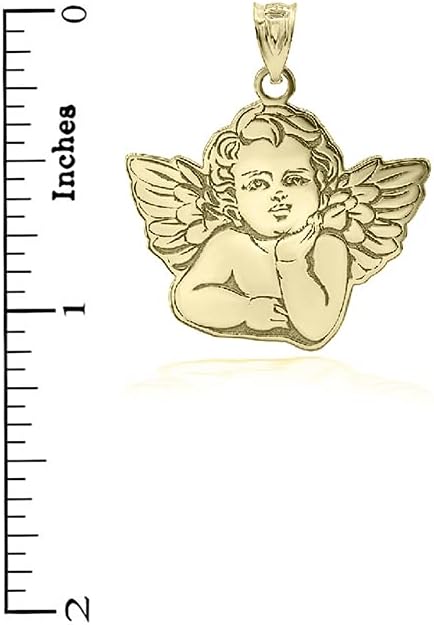 Certified 10k Yellow Gold Personalized Cherub Guardian Angel Pendant Custom Engraved with Any Name