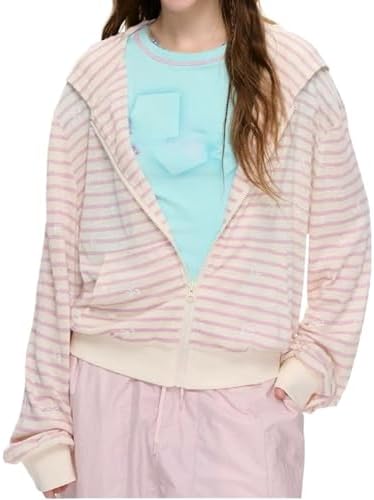 ADAgirl Embroidery Cat Graphic Hoodies Women Kawaii Long Sleeve Stand