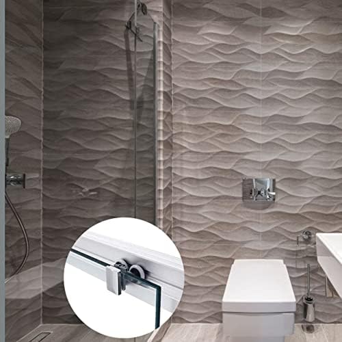 4 Pcs Shower Door Rollers, 23mm Sliding Shower Door Twin Rollers Runners Wheels Rollers Chrome Plated Door Roller Fits Glass 4-6mm for Shower Curved Doors & Stair Bathroom(2 Top & 2 Bottom)