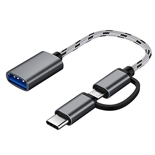 Quarue 2 in 1 USB OTGP[u Type-C/Micro-USB?USB3.0A_v^[ ґg݌vf[^]P[u AndroidgѓdbpiO[j
