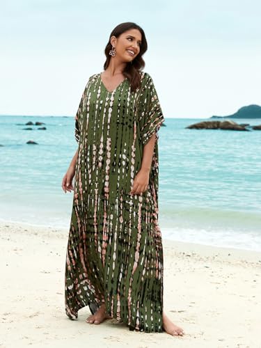 Image of Kaftan Dresses for Women Plus Size Bathing Suit Cover up Caftan Maxi Beach Dresses