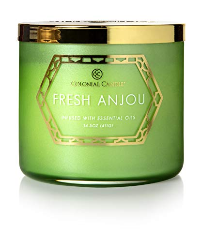 Colonial Candle 3-Docht Duftkerze im Glas mit Deckel - Fresh Anjou (411g) - Der Süße Wohlfühlduft für dein Zuhause - Duftkerze mit bis zu 60h Brenndauer - Sojawachsmischung Cover
