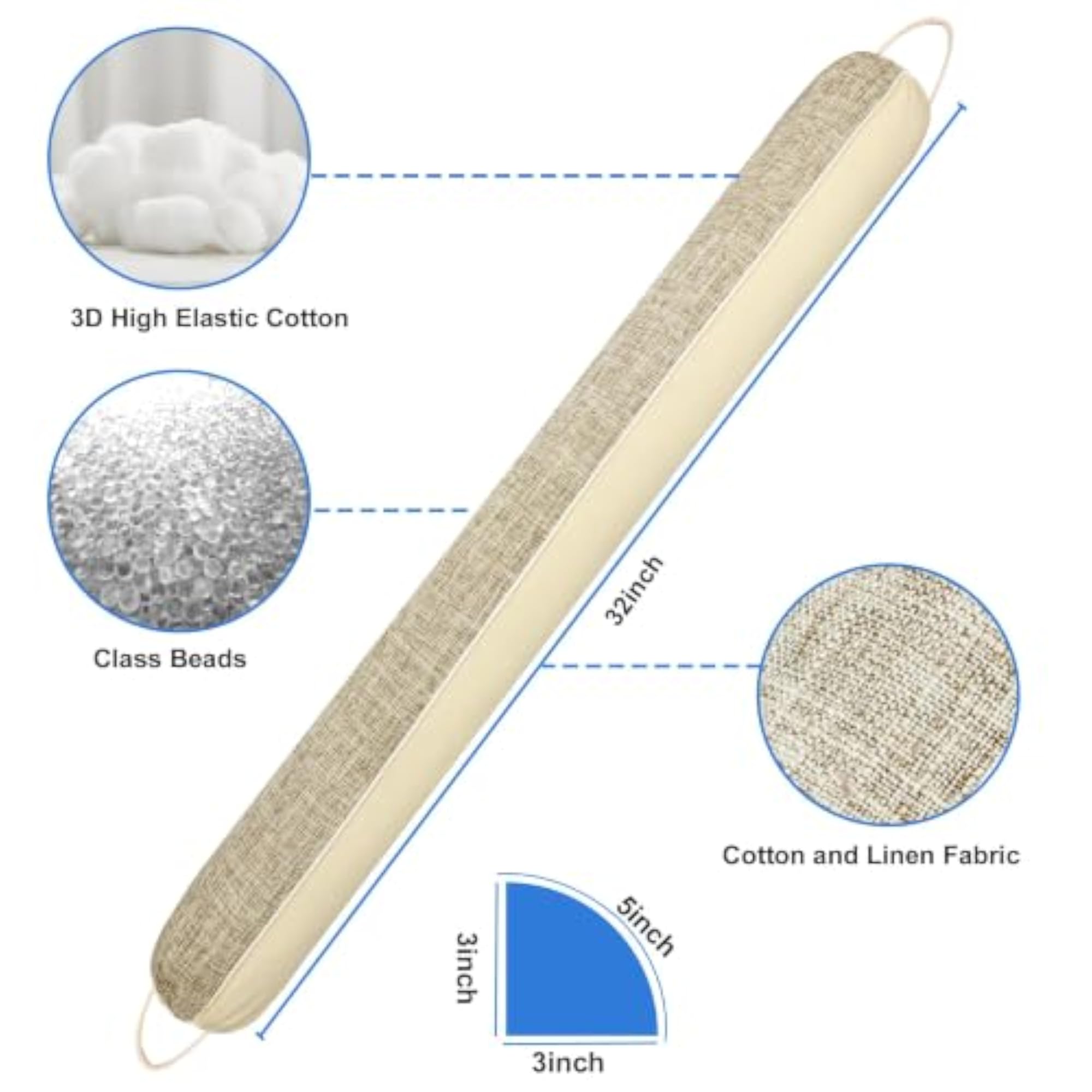 Weighted Door Draft Stopper, 32 inch, Beige
