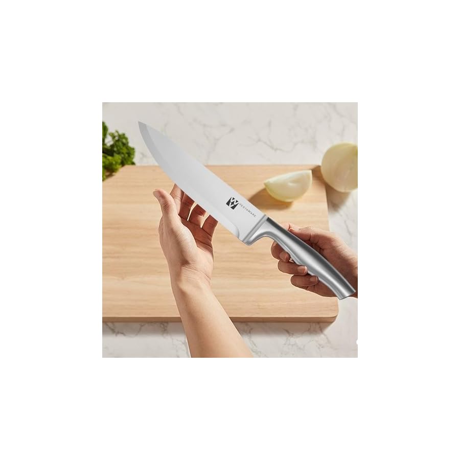 14-Piece-Knife-Set-with-Natural-Wood-Block-Stainless-Steel-Kitchen-Knife-Block-Set-with-Ergonomic-Handles-Includes-Steak-Knives-Dishwasher-Safe 14-Piece Knife Set with Natural Wood Block, Stainless Steel Kitchen Knife Block Set with Ergonomic Handles, Includes Steak Knives, Dishwasher Safe