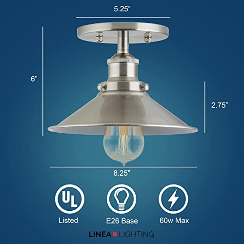 Linea Di Liara Andante Brushed Nickel Flush Mount Ceiling Light Fixture Farmhouse Rustic Semi Flush Light Kitchen Lighting Bedroom Bathroom Hallway Light Fixtures Vintage Industrial Lighting With Bulb #TOP1
