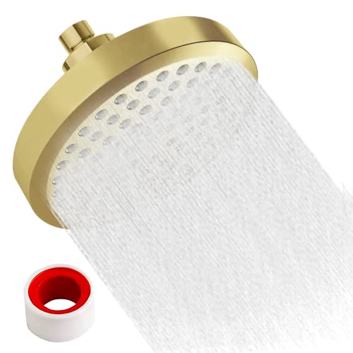 HandyCondo High Pressure Shower Head 6 Inch | Showerhead Is Perfect For Homes With Low Water Pressure | Leakproof Fixed Shower Heads With Angle-Adjustable Swivel Ball - (Gold) HandyCondo High Pressure Shower Head 6 Inch | Showerhead Is Perfect For Homes With Low Water Pressure | Leakproof Fixed Shower Heads With Angle-Adjustable Swivel Ball - (Gold)