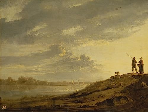 Affiche impression d'art paysage coucher de soleil rivière Aelbert Cuyp 60x90