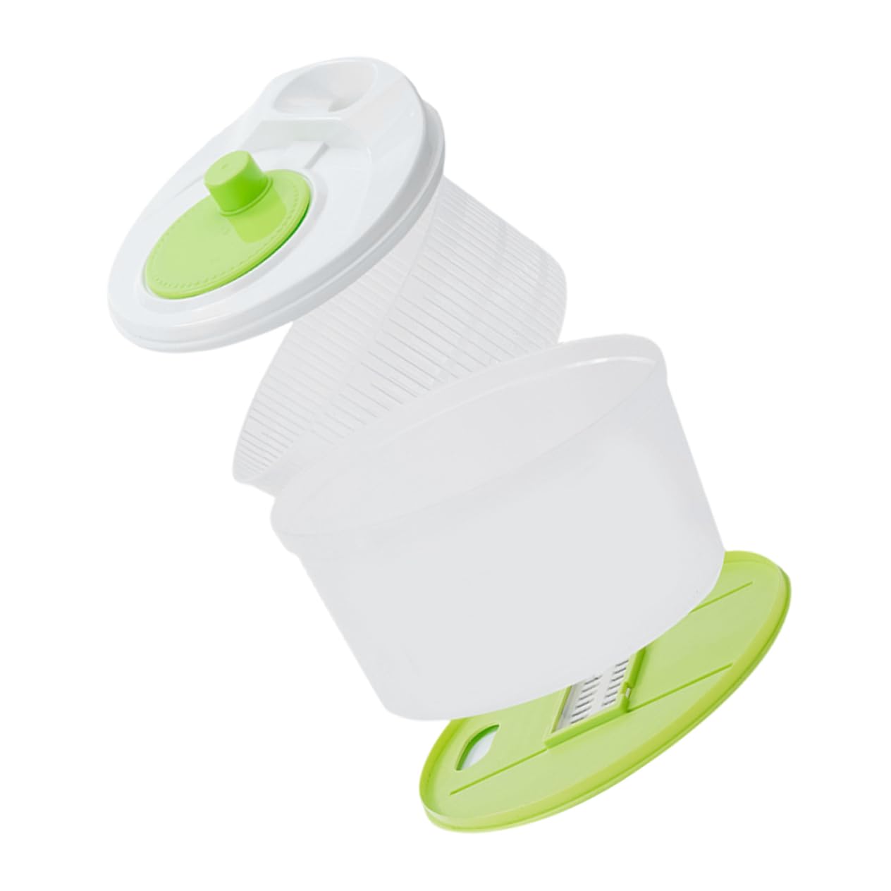 OUNONA Manual Dehydrator Slicer Vegetable Fruit Washer Spinner Bowl Salad Dryer Strainer Basket White