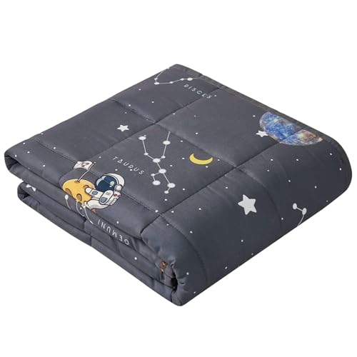 anfie Weighted Blanket Kids (50"x60" 5lbs), Weighted Blanket Cooling Blanket for Sleeping,Throw Size Breathable Blanket with Premium Glass Bead(Space Grey)