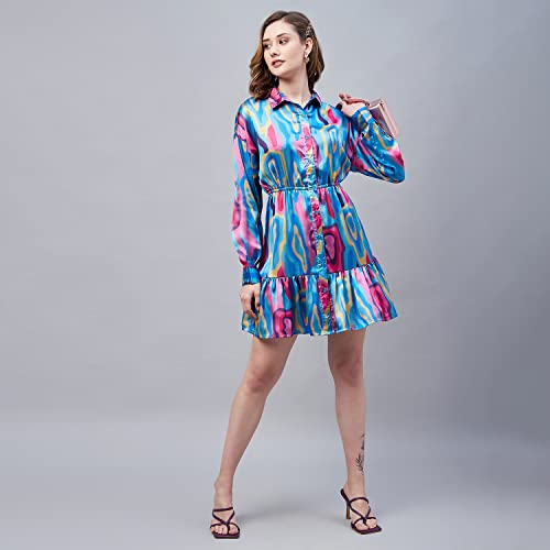 Image of Carlton London Women's Satin Fit and Flare Mini Dress