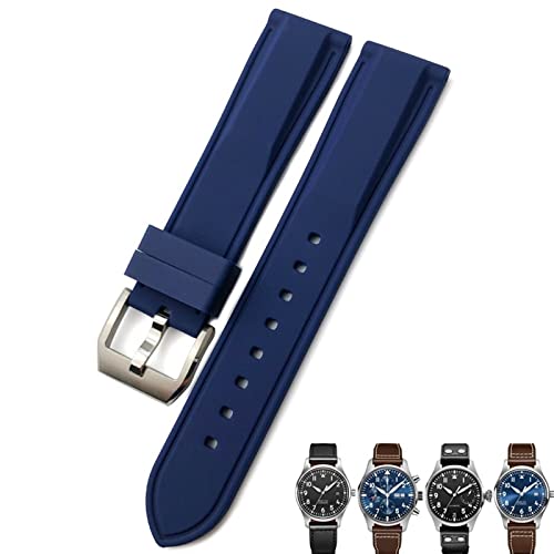 Bracelet caoutchouc bleu 22mm pour remplacer un cuir usé