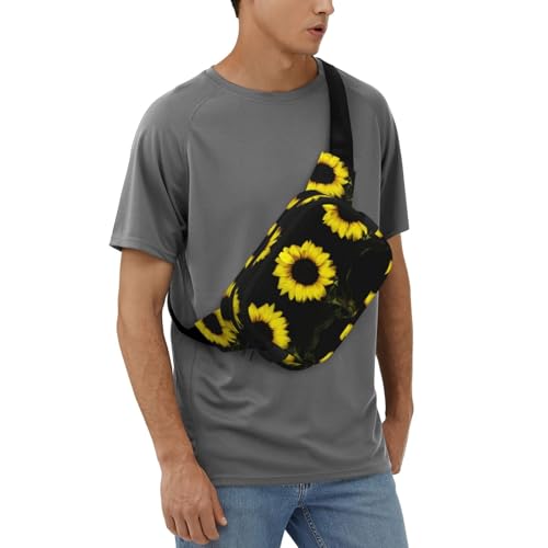 Sac banane imprimé tournesol à sangle ajustable grand volume mixte - 5