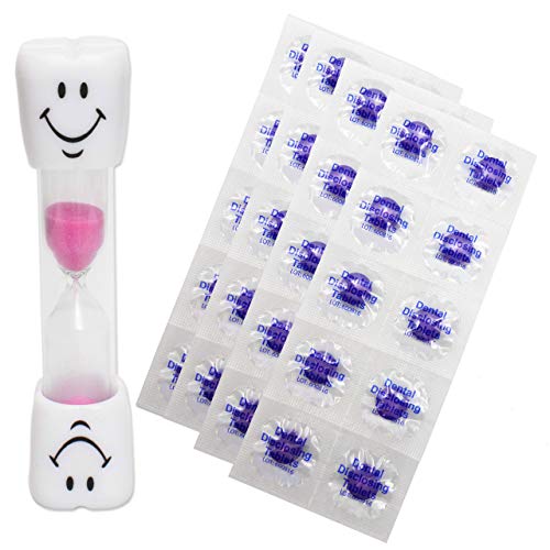 Smile Toothbrush Timer & 40 Disclosing Tablets (Pink Timer), 41 Piece Set