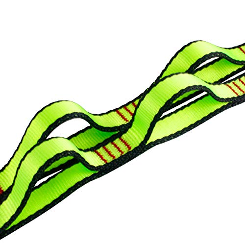 Geelife Daisy Chain Rope 2 pcs Looped Strong Straps 23 kN Climbing Lanyard Nylon Daisy Chains Multi Loop Aerial Yoga Webbing Sling 53 Inches (Green)