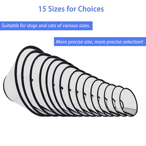 Image of Dog Cone After Surgery, Adjustable Pet Recovery Collar for Dogs and Cats, Plastic Elizabethan Neck E-Collar Stop Licking Wounds (XXS-D)