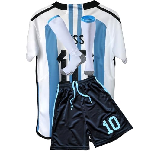 HVQ Soccer Jerseys for Boys Girls Youth Fans Sport Jerseys Soccer Training Uniform Soccer Fans Shirt Gift Set (Blue, 4-5T)