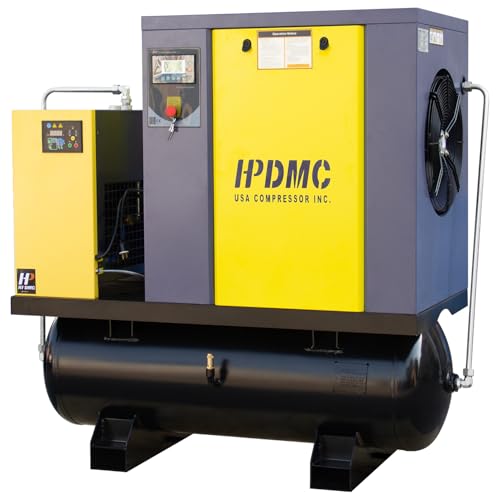 PACK15-TA 20HP Rotary Screw Compressor 208-230V 3Ph 81CFM 125psi Industrial Air Compressed System with 80 Gal Tank & Refrigerated Air Dryer