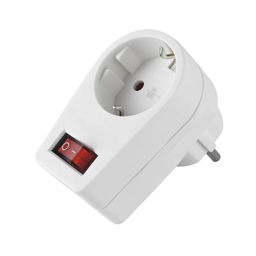 Adaptateur 1 prise avec interrupteur contre surchauffe et veilles cachées