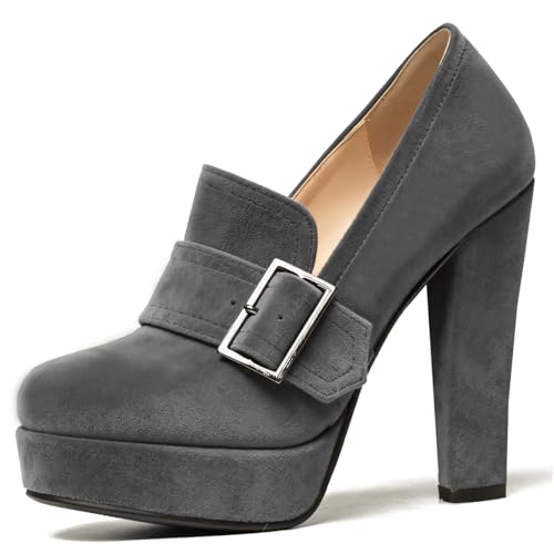 Image of SHODENSE Women Vintage Chunky Platform Loafers Pumps Tassel Round Closed Toe Slip On Suede Block High Heel Dress Loafer Shoes Buckle Strap Oxford Loafers Fringe Pump Dressy Chic Sexy Y2k 4-11 M US