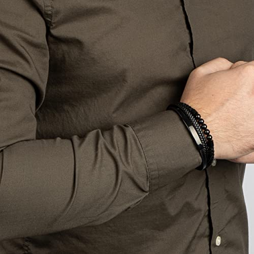 Serasar Mens Original Leather Bracelet 20Cm Black Bracelet Men Gift-Box Genuine-Leather Braided Adjust-Able Magnetic-Clasp Multi-Layer Wrap Rope Man Mans Boys Mens Bracelets Jewelry Magnet Accessories #TOP3