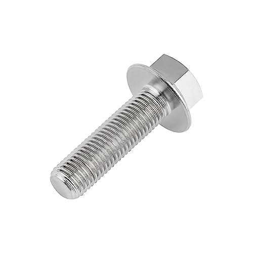 Image of Ti Screws M10 x 20 25 30 35 40 45 50 55 60 65 70 75 80 90 100mm 1.25 Pitch Titanium Flange Hex Bolt Pack of 4 (Silver, M10x35mm)