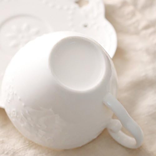 Miniatura 3 de Regalo de café para papá, juego de tazas de café de cerámica blanca pequeña real de lujo vintage taza de té platillo boda flores tazas de café e,