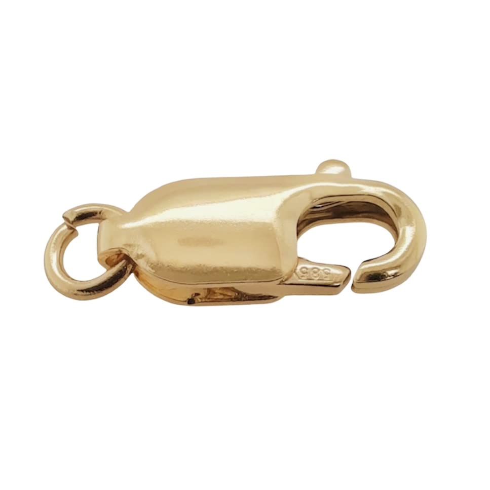 10.1MM 14K Solid Yellow Gold Oval Lobster Clasp with Ring 12.4MM Overall Length Made in Italy by CRAFT WIRE