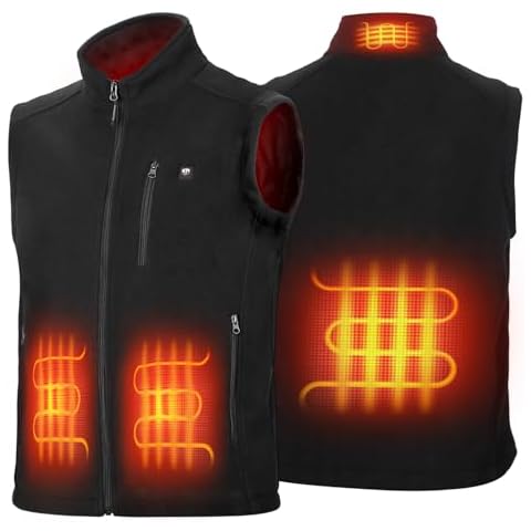 KEMIMOTO Fleece Heated Vest for Men, Heated Vest Fleece for Women, Lightweight Electric Vest for Men Women (Battery Not Included), L, Black Cover