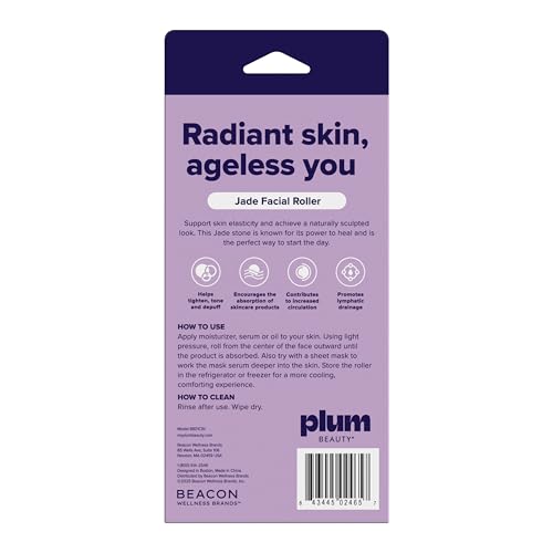 Plum Beauty Jade Roller - Face Roller, Gua Sha Facial Tools, Jade Rollers for Face, Skin Care Kit for Men Women, Facial Care Reduces Under Eye Puffiness and Dark Circles, Pack of 1 | Jade Rollers for Face, Skin Care Kit for Men Women, Facial Care Reduces Under Eye Puffiness and Dark Circles - Image 4