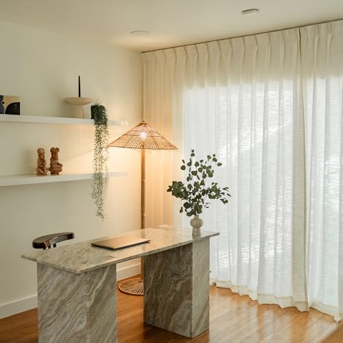Image of TWOPAGES Liz Linen Custom Curtain for Living Room Bedroom, Customized Blackout Privacy Pinch Pleat Curtain, 1 Panel