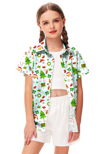 Image of Remimi Unisex Kids Halloween Shirt Boys Pumpkin Ghost Shirts Hawaii Button Up Tops 5-14 Years