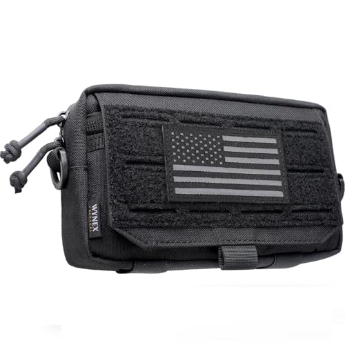 WYNEX Tactical Molle Admin Pouch,Tactical EDC Bag Utility Laser Cut EDC Tool Pouch Bag Annexes with American Flag