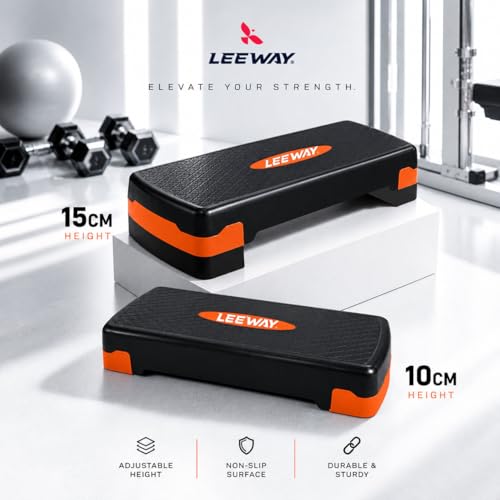 Image of Leeway Stepper for Exercise at Home | 2-Level Adjustable Aerobic Step Platform | Non-Slip Step Board for Cardio | Mini Gym Stepper for Weight & Fitness Workout Cardio | Gym Stool