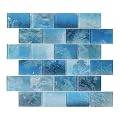 CASAPALACE Glass Mosaic Tiles Backsplash, 5-Sheet Subway Backsplash Glass Tiles for Kitchen Bathroom Swimming Pool Shower Wall (Aqua Blue, 4.71 SQ.FT)