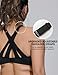 ZeroBound Women's High Impact Sports Bra Criss-Cross Back Full Coverage Padded Racerback Adjustable Wirefree Push Up Bras Deep Black 36C