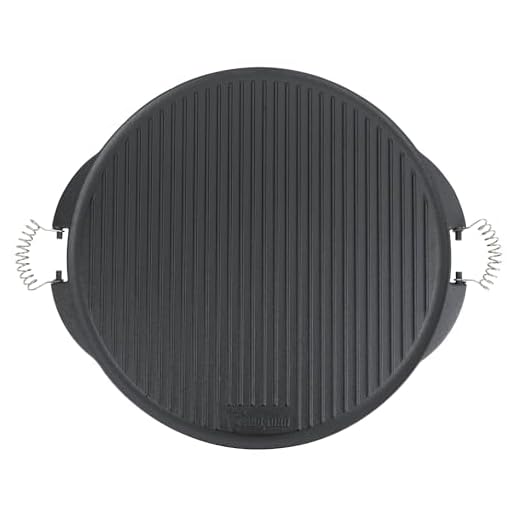 BBQ-Toro Gusseisen Grillplatte mit Griffen | Ø 53 cm | Wendeplatte, emailliert | Gasgrill Zubehör | Emaille Plancha für BBQ, Kugelgrill, Holzkohlegrill