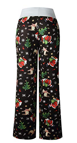 Image of AMiERY Women's Comfy Casual Pajama Pants Floral Print Drawstring Palazzo Lounge Pants Wide Leg